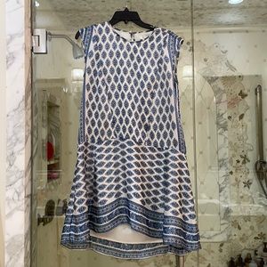 Madewell Blue Floral Print Drop Waist Dress